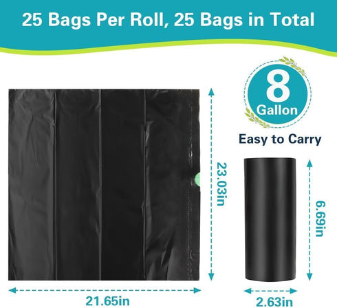 5-8 (25 pack) Portable Toilet Bags, Camping Toilet Bags, Biodegradable Toilet Bags with Drawstring & Lemon Scent