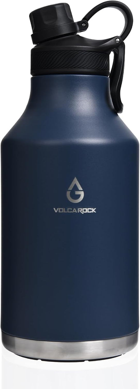 Insulated Water Bottle with Straw Lid, 64 Oz Double Wall Stainless Steel for Hot and Cold Beverages
