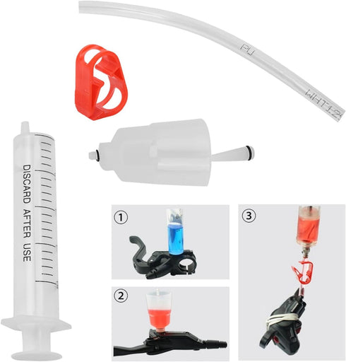 Hydraulic Bleed Kit, Mountain Bike Disc Brake Repair Tool Kit with Syringe Hose Anti Reverse Clamp Funnel Bumper