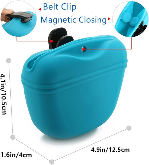 RoyalCare Silicone Dog Treat Pouch - Small Training Bag with Magnetic Closure and Waist Clip, 2 Pieces