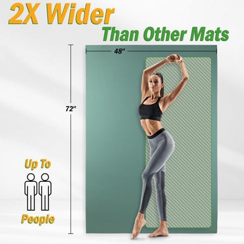 Large Yoga Mat - 6’x4’ Wide Exercise Mat, 8mm Thick Non-Slip Workout Mat