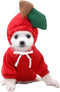 XIAOYU Apple Pet Clothes, Christmas Dog Fruit Hoodie, Fleece Sweater for Halloween Cosplay Party - Size S