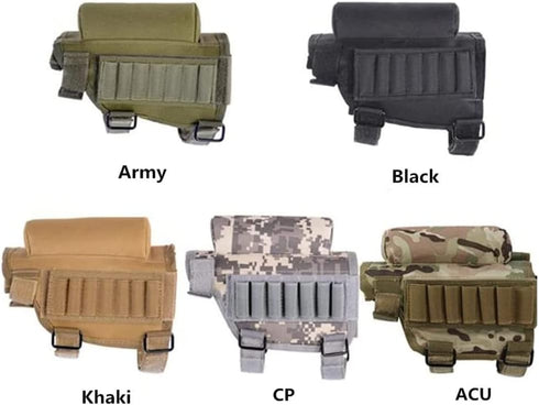 Rifle Buttstock Tactical Cheek Rest Pad with Ammo Pouch and 7 Shells Holder
