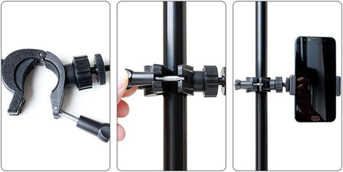 Maxmoral 1/4inch-20 Black Motorcycle Handlebar Mounting Adapter Mobile Phone Installation Clamp Universal Bicycle Stand