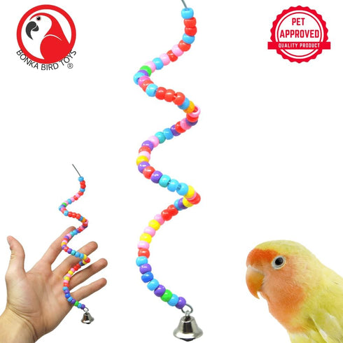 Colorful Plastic Bead Millet Holder for Parakeet, Budgie, Finch, Dove by Bonka Bird Toys 869