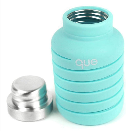 que Bottle Collapsible Water Bottle for Travel and Outdoor, Food-Grade Silicone, 20oz (Misty Mint)