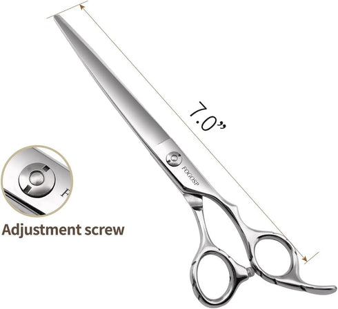 Professional Straight Dog Grooming Scissors, 7.0'' Shears for Cutting Thick Hair of Small Medium Pets and Cats
