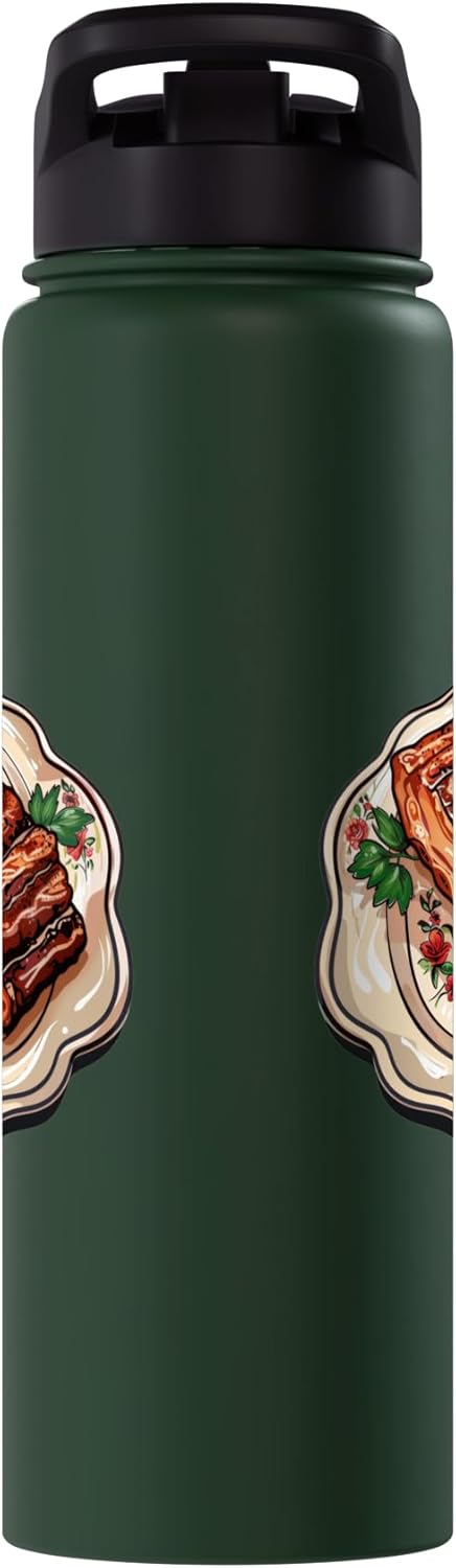Pork Belly Cut Of Pork Bacon Meat Designs Pork Belly On A Decorative Plate Stainless Steel Insulated Water Bottle