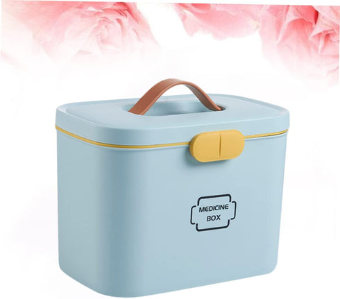 FRCOLOR First Aid Container Box Multi-Functional Medicine Storage Organizer with Compartmentalized Design and Portable