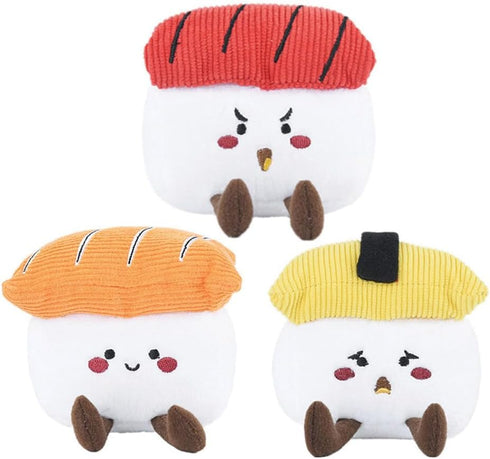 HugSmart Pet Foodie Japan Sushi, 3 Pack Squeaky Soft Plush Dog Toys for Small Dogs, Puppy Toys for Teething