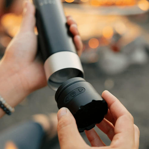 VSSL Insulated Flask with True Wireless Speaqua Speaker, Stainless Steel, USB-C Recharge, Cord Included