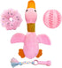 Large Goose Puppy Toys, Squeaky Crinkle Duck Dog Chew Toys for Small Medium Breeds, Puppy Teething Toys, Pink (4 Pack)