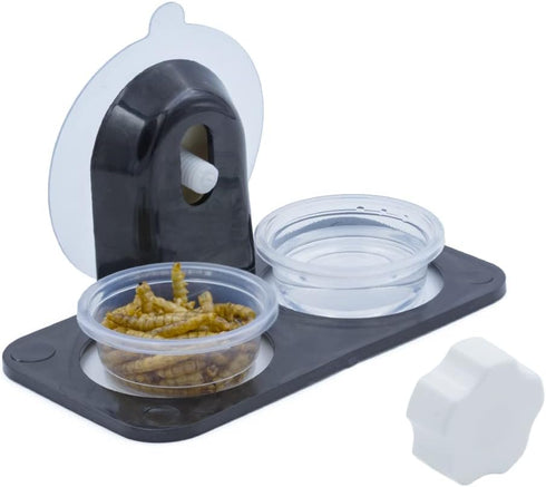 Crested Gecko Feeding Ledge with 30 pcs 0.5oz Food Cups - Reptile Food Bowls and Water Dish Accessories