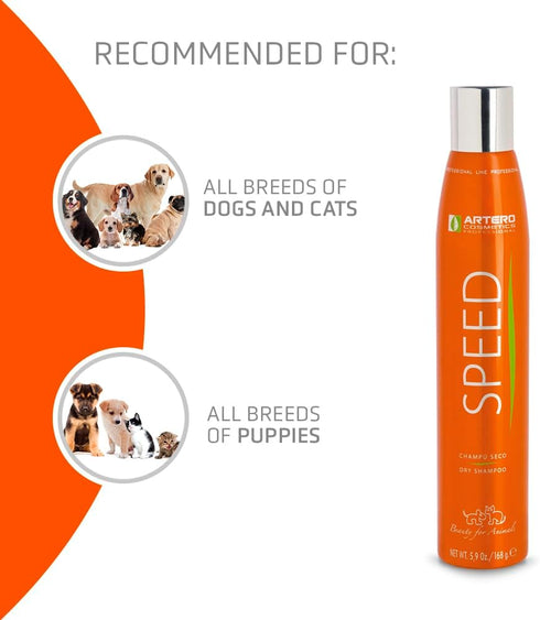 Artero Speed Dry Shampoo 5.9 Oz - Effective No-Rinse Pet Cleanser