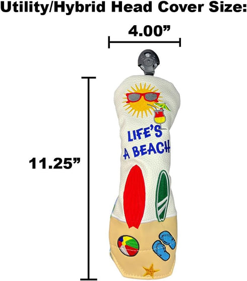 Hybrid/Utility Head Cover, Head Covers for Women & Men (Life's A Beach)