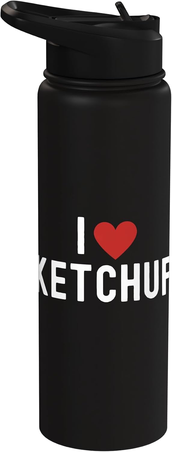 Ketchup Costume Kids I Wonder If Ketchup Loves Me I Love Ketchup Tshirt Youth Funny ketchup condiment Stainless Steel Insulated Water