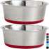 Gorilla Grip Stainless Steel Dog Bowl Set of 2, Heavy Duty Feeding Dishes with Rubber Base, Holds 2 Cups