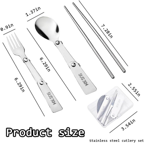 YangQian Set Backpacking Camping Utensil with Case Folding Tableware Cutlery Foldable Spoon Fork Chopsticks Travel