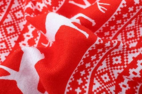Christmas Reindeer Costume Pet Clothes for Dog Pajamas, Soft Christmas PJS, Back Length 16" Medium Red.