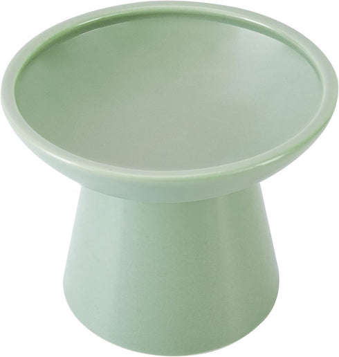 Extra Wide Elevated Cat Bowls - 6.2" Ceramic Cat Food Bowl, Shallow Dish, Whisker Fatigue, Lead & Cadmium Free, Sage