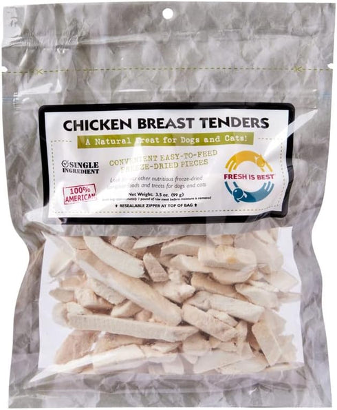 Fresh Is Best Freeze Dried Healthy Raw Meat Treats for Dogs & Cats, Chicken Breast Tenders