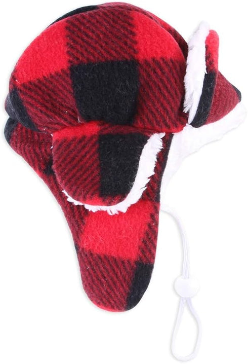Stock Show Pet Trapper Hat, Classic Plaid Pet Birthday Hat for Dogs, Festive Christmas Holiday Accessory