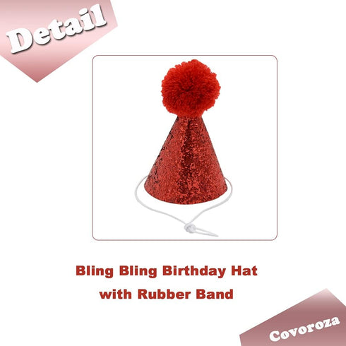 Dog Birthday Boy Bandana and Hat Set, “Birthday Boy” Print Plaid Party Supplies for Small Medium Large Pets (Red)