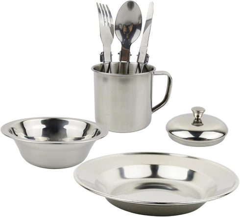 BESPORTBLE Stainless Steel Cookware and Portable Camping Tableware Set for 1-2 People,