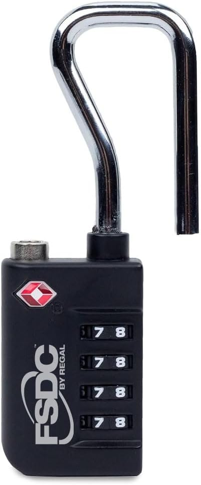(Firearm Safety Devices – FSDC-TSA687RCB 4 Dial Combination Lock for Luggage, Cases, and Coolers – Hardened Steel Shackle, TSA Accepted for Travel – Single-Pack