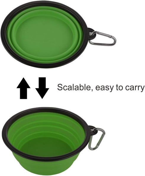 Large Collapsible Dog Bowls, 34oz Portable Foldable Travel Water Bowl Food Dishes, 2 Pack with Carabiner Clip,
