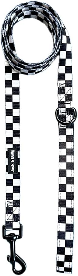 Jack & Bully Dog Leash - Heavy Duty Nylon with Padded Neoprene Handle, Durable Checkered 360° Swivel Clasp