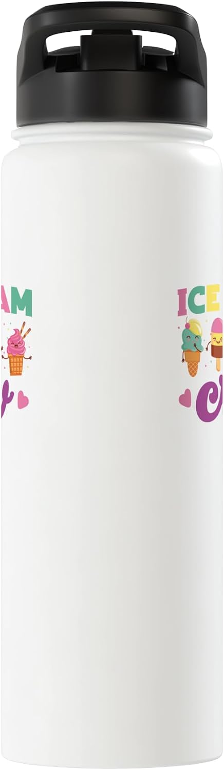 Cute Ice Cream Lover Boy Girl HS0 Ice Cream Cone Ice Cream Crew Stainless Steel Insulated Water Bottle