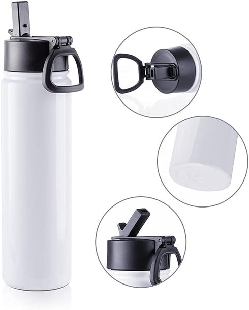 4 Pack 22 OZ PYD Life Sublimation Blank Tumbler Sports Wide Mouth Stainless Steel Water Bottle Vacuum Flask with Straw