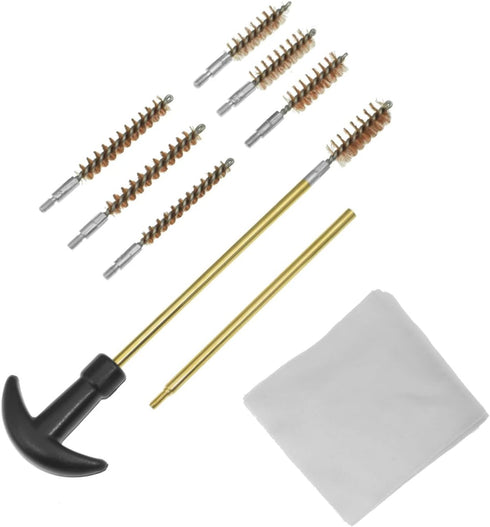 Handgun Cleaning Kit for .22, .27, .30, .357, .38, 9mm, .40, .45 Caliber Pistol with Bronze Bore Brush