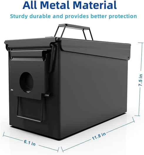 PATRON 50 Cal Ammo Can, Metal 9mm Ammo Box Storage Crate for Shotgun, Rifle, Nerf, Waterproof Organizer