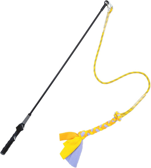 Dewonch Flirt Pole Dog Toys for Training & Exercise, Durable Teaser Stick with Fleece Rope Lure