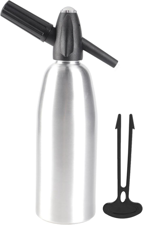 Denash 1L Soda Siphon Bottle,Portable Retro Alloy Soda Siphon, Carbonated Seltzer Water Maker with Pressure Regulator