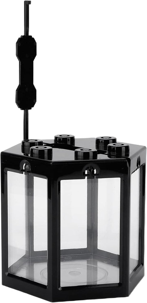 Zerodis Betta Aquarium Starter Kits, Small Crystal-Clear Aquarium for Fish-Loving Kids (Black)
