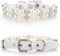 Dog Cat Pearl Collars - Adjustable Crystal Rhinestone PU Leather Necklace, Medium Size, White Pearl Pet Collar