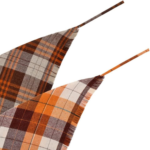 Fall Dog Bandana, Autumn Thanksgiving Plaid Reversible Triangle Bibs for Pets