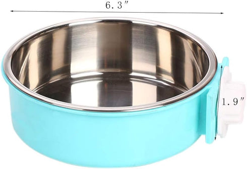 Pet Hanging Bowl, 2-in-1 Removable Stainless Steel Food Bowl for Puppy/Cat, Large Water Feeder for Dogs