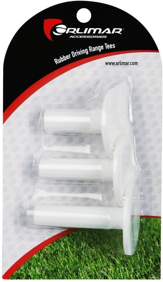 Orlimar Rubber Driving Range Golf Tees (3 Pack, Assorted Sizes, White) for Range Mats or Simulator