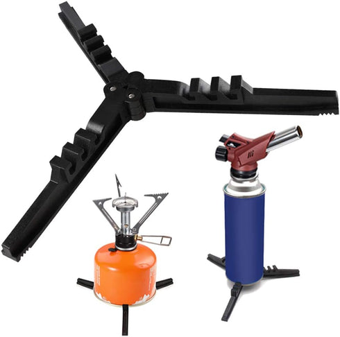 Folding Universal Fuel Can Canister Stand - Caudblor Tripod Stabilizer for Camping Stoves, Outdoor Hiking