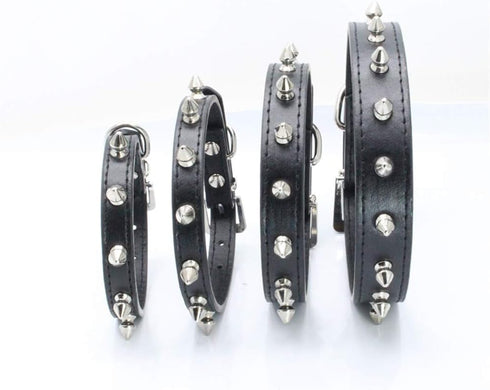Spiked Dog Collar for Small Dogs, Mushrooms Rivet Soft PU Leather, Adjustable for Mini Tiny Breed Teacup Puppy (XS, Red)