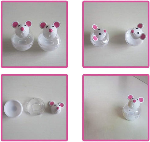 shlutesoy Pet Cat Kitten Mouse Shape Treat Holder Food Storage Dispenser Chew Play Toy Cat Interactive Toys Indoor Pink