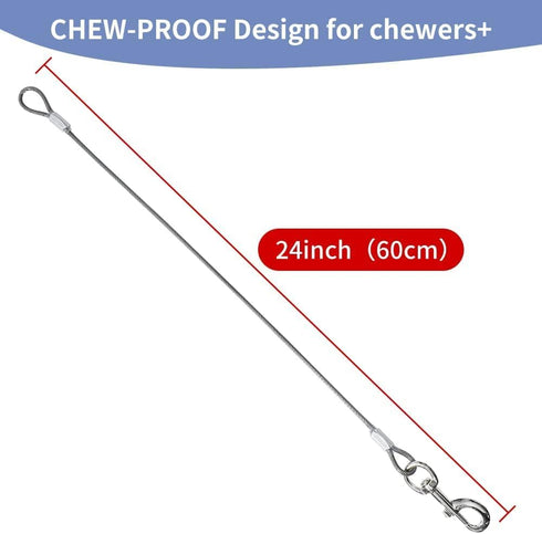 Chew Proof Dog Leash Extension, 2 Pack Black+Transparent, 24 inch/60cm for Large and Medium Dogs Walking and Training