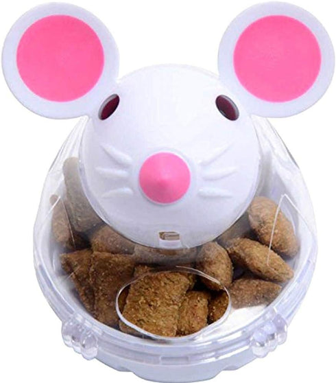 shlutesoy Pet Cat Kitten Mouse Shape Treat Holder Food Storage Dispenser Chew Play Toy Cat Interactive Toys Indoor Pink