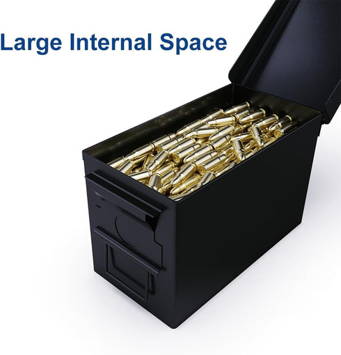 PATRON 50 Cal Ammo Can, Metal 9mm Ammo Box Storage Crate for Shotgun, Rifle, Nerf, Waterproof Organizer