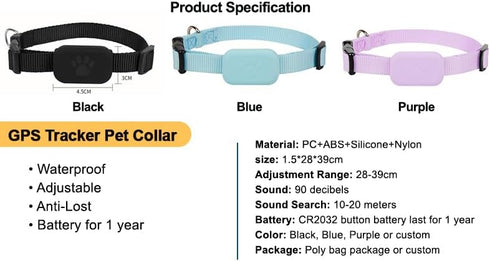 Generic PawsPath GPS Tracker Collar, Unlimited Range Waterproof Pet Cat Dog Anti-Lost Device Smart Locator - Pink