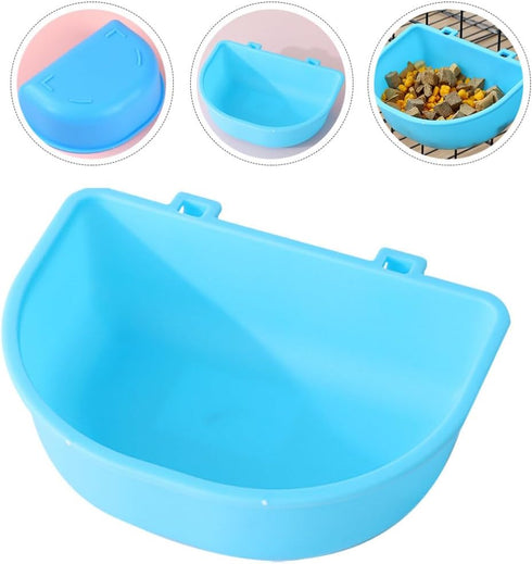 POPETPOP Hanging Pet Bowl, Non-Spill Plastic Kennel Bowls for Dogs, Cats, Birds, Reptiles, Sky-blue Hanging Coop Cup